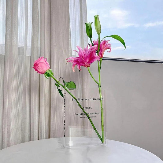 Clear Book Flower Vase Creative Transparent Vase Modern Decorative Vases For Wedding Gift Floral Container Room Home Decor