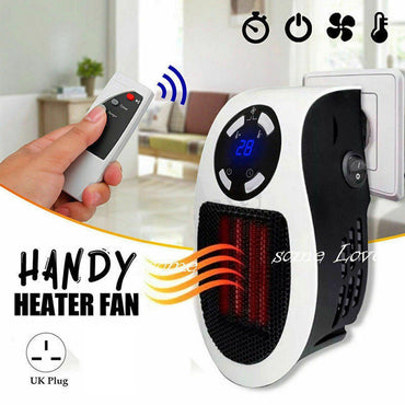 500W Ceramic Electric Mini Fan Heat Portable Plug Heat Low Energy Efficiency UK